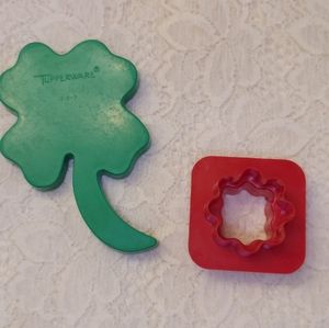 Vintage Tupperware Cookie Cutters Lucky Clover and Double Sided Mini